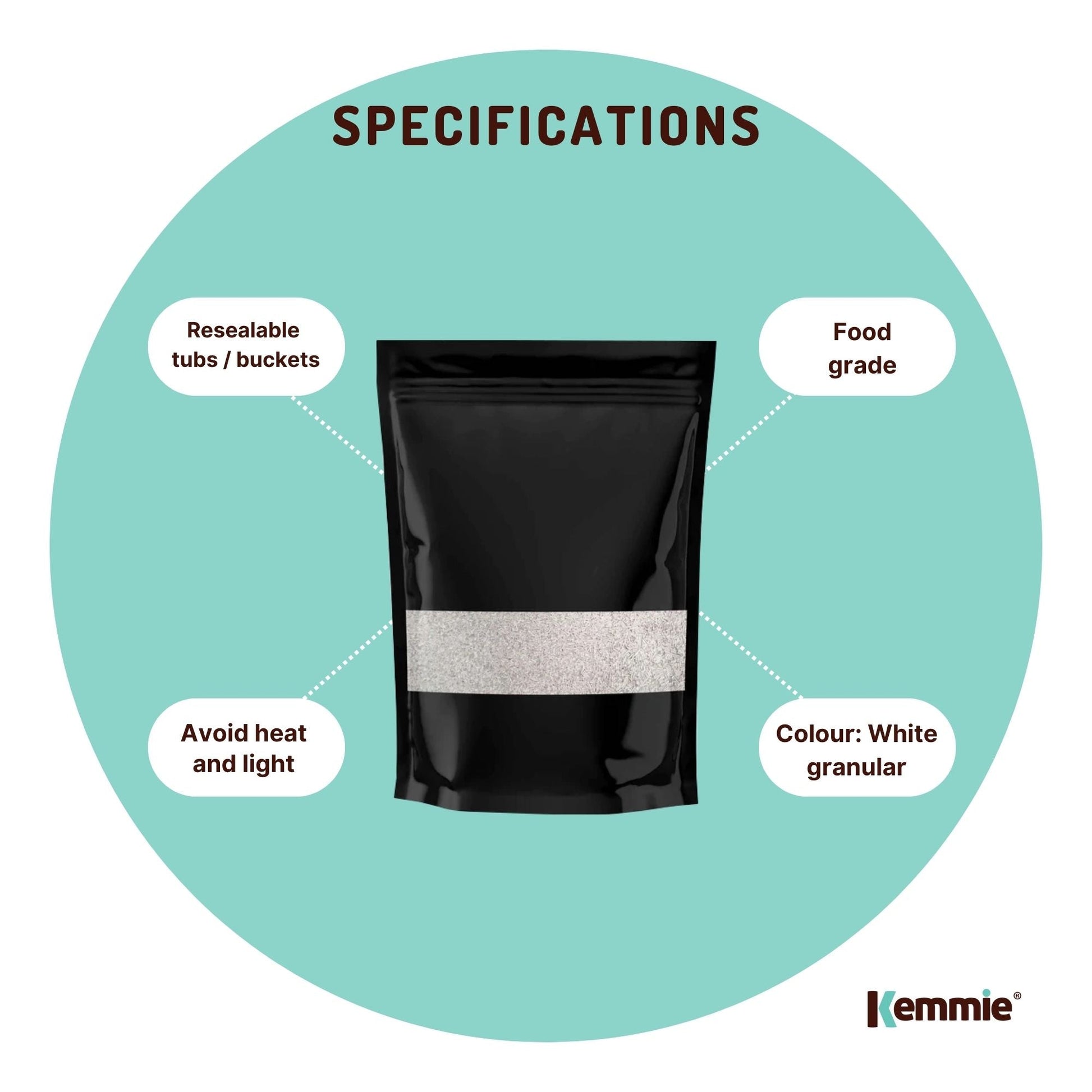 Hlpmedical Kemmie 2kg Potassium Sorbate food grade granules preservative for cosmetics and food preservation.