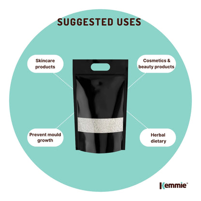 Hlpmedical Kemmie 5kg potassium sorbate food-grade granules preservative for food and cosmetics, shown in a clear container.