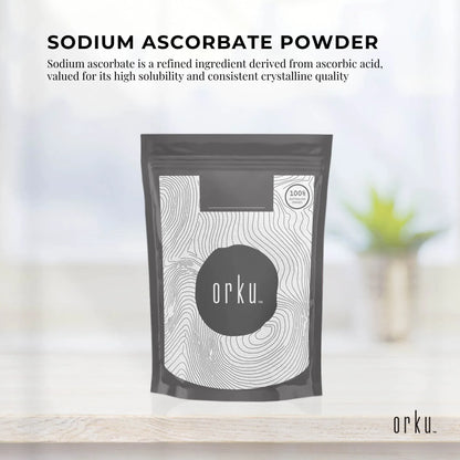 Hlpmedical Orku 1kg sodium ascorbate crystalline powder, high purity vitamin C supplement for health and nutrition.