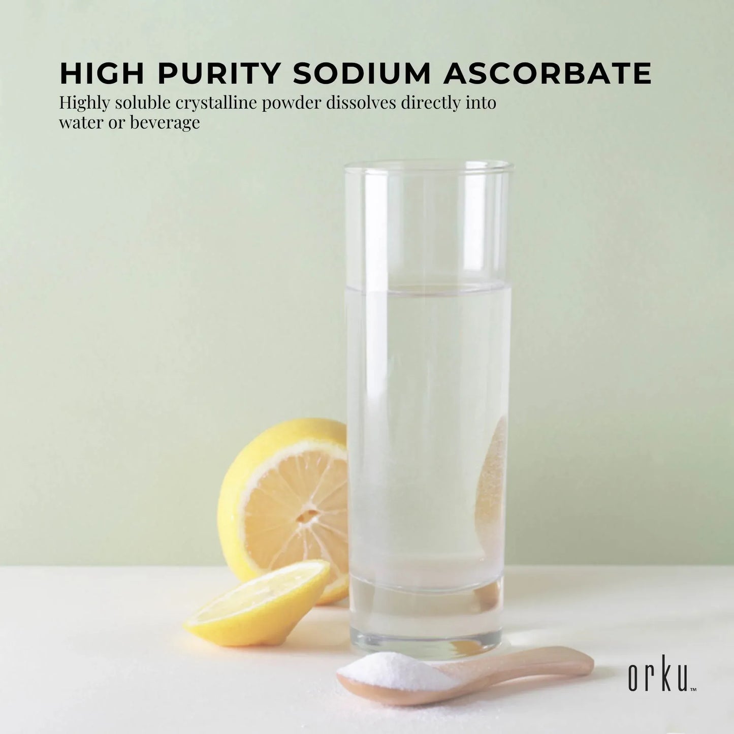 Orku 10kg Sodium Ascorbate high purity crystalline powder, dietary supplement vitamin C ingredient by Hlpmedical