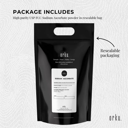Hlpmedical Orku 20kg sodium ascorbate crystalline powder for dietary supplements, high purity vitamin C ingredient.
