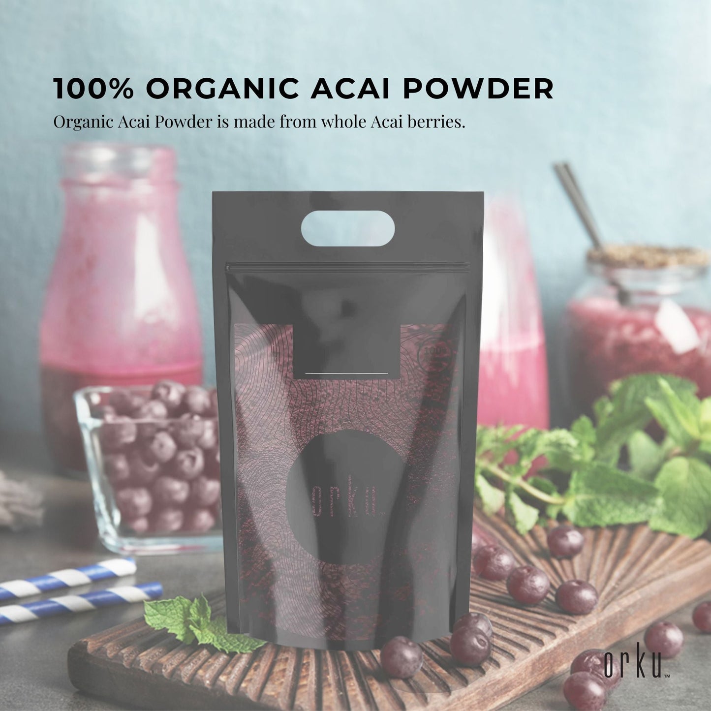 Organic acai powder in a 10kg bulk bag, rich in antioxidants, from Hlpmedical, ideal for health and superfood nutrition.