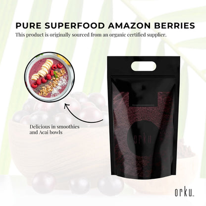 Organic acai powder in a 10kg bulk package from Hlpmedical, superfood Amazon berries for health and nutritional supplements.