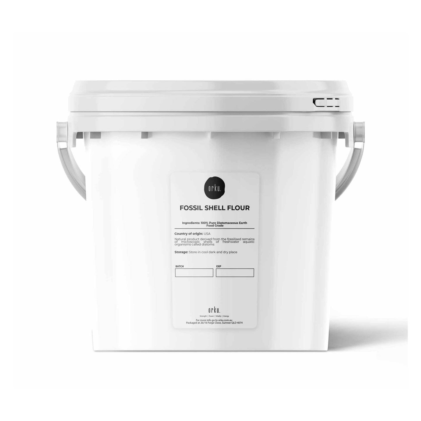 Hlpmedical Orku 1.4kg food grade diatomaceous earth tub with fine fossil shell flour powder for health and dietary use.