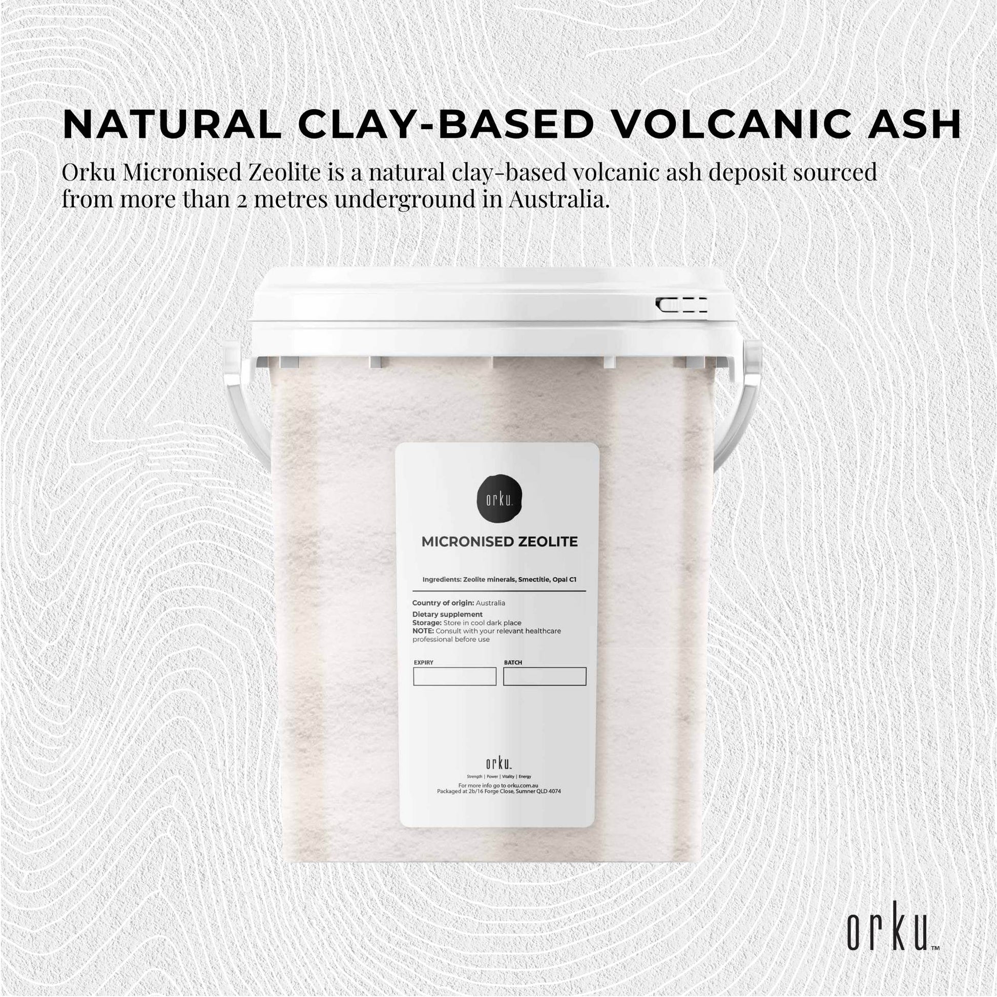 800g Micronized Zeolite Powder mineral supplement by Hlpmedical, showing the fine volcanic mineral in a container.