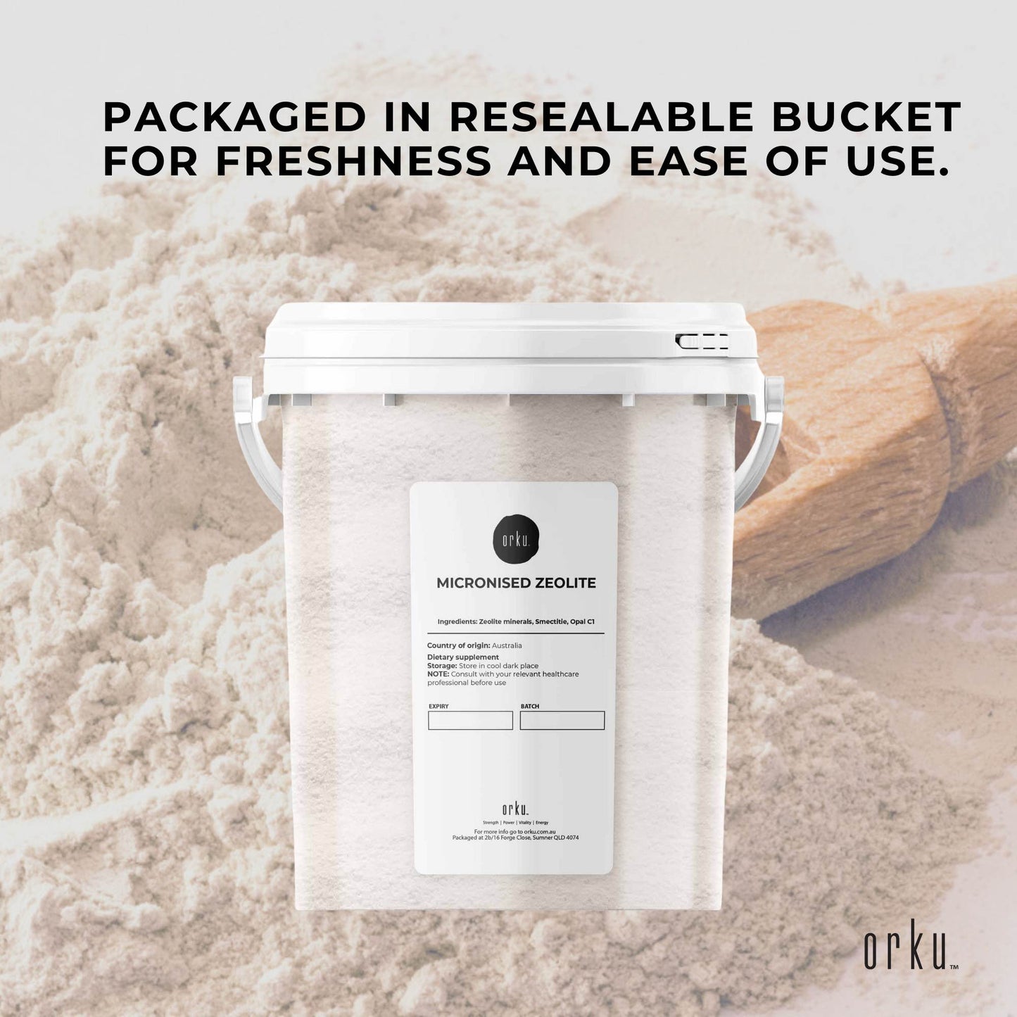 800g Micronized Zeolite Powder Mineral Tub by Hlpmedical, pure volcanic mineral supplement for health and detox.