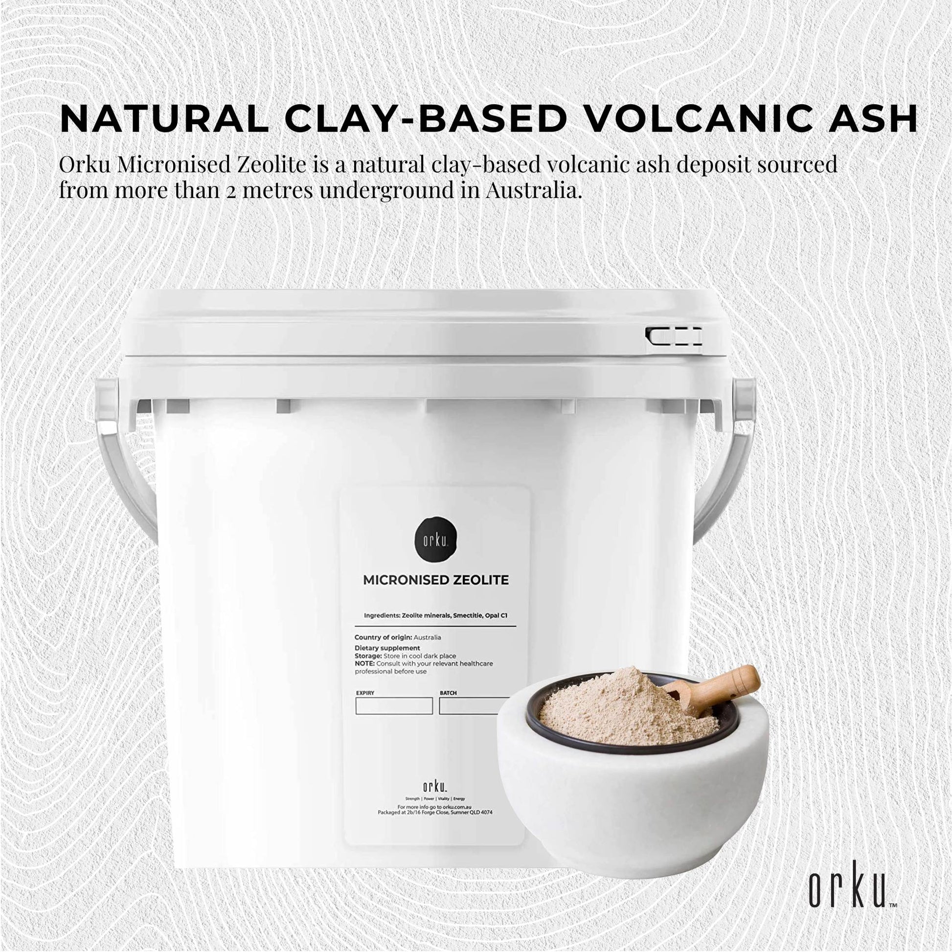 3kg Hlpmedical Micronized Zeolite Powder mineral tub, natural volcanic mineral supplement for health and detox purposes.