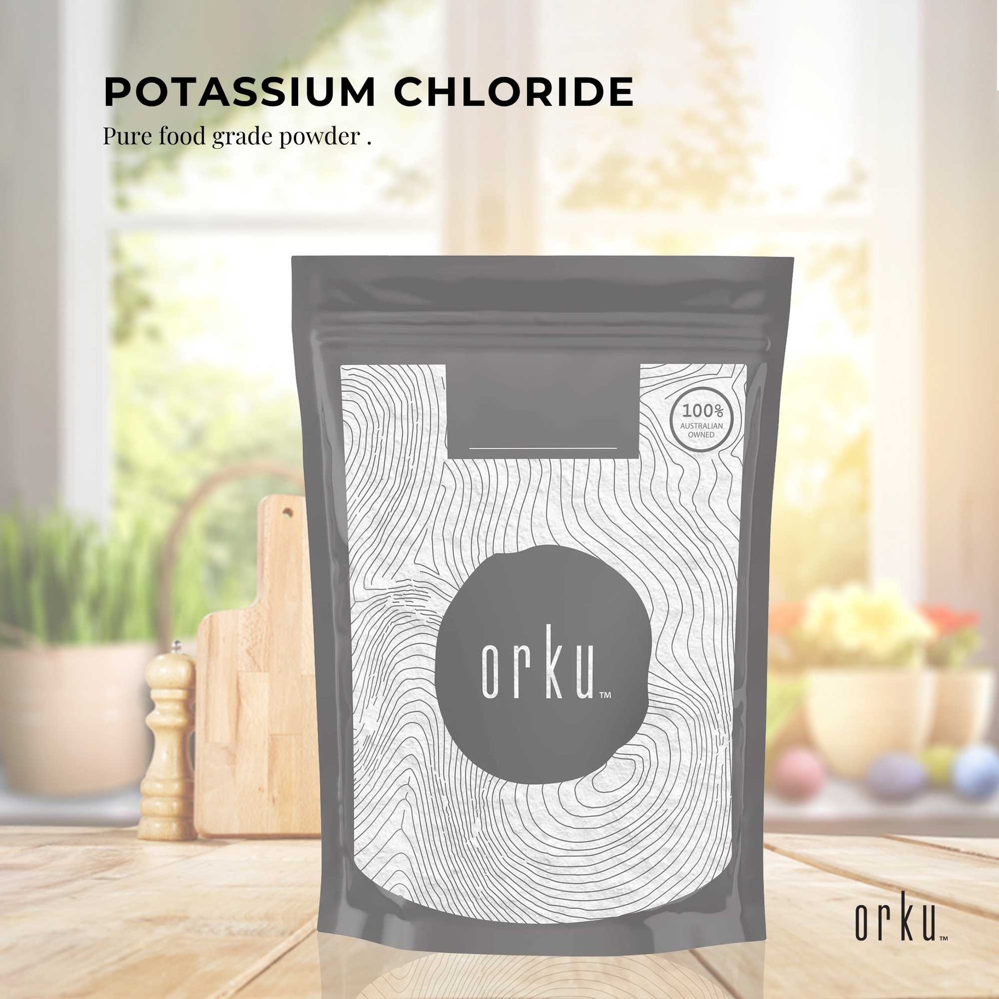 Hlpmedical Orku 2kg potassium chloride powder, food grade KCl salt substitute for nutrition and health.