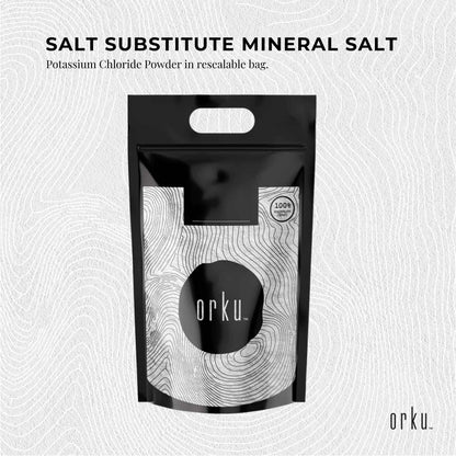 Hlpmedical Orku Bulk 20kg potassium chloride powder, food grade salt substitute, shown in white crystalline form.