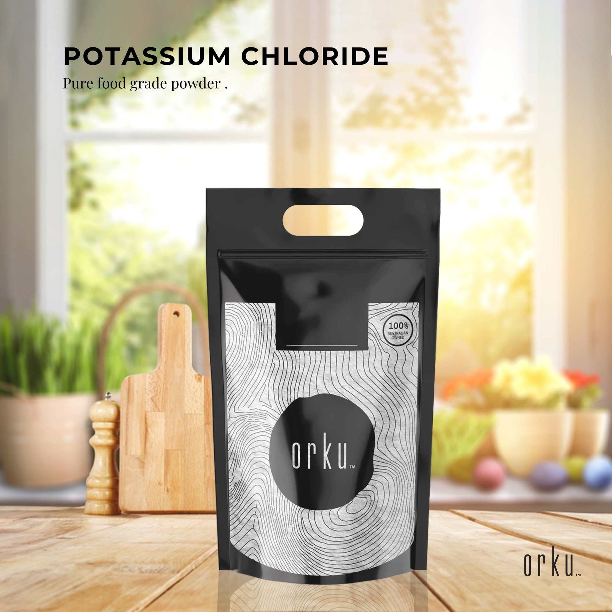 Hlpmedical Orku Bulk 20kg potassium chloride powder, food-grade salt substitute, white crystalline supplement for health and nutrition