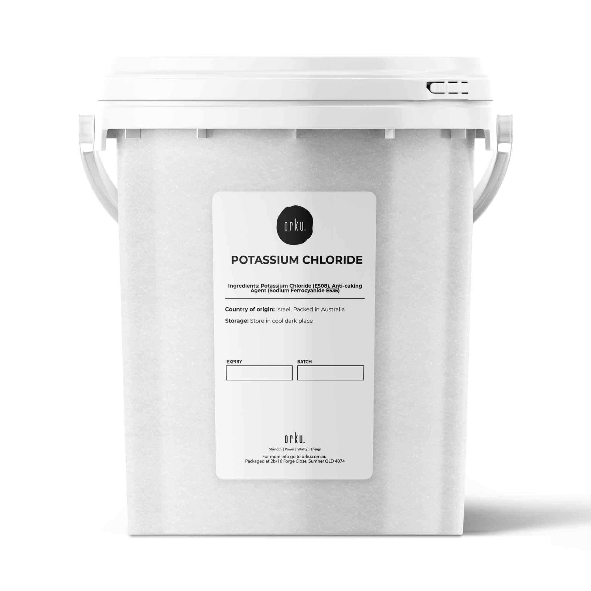Hlpmedical Orku 1.3kg potassium chloride powder tub, food grade salt substitute, focus on container and label details