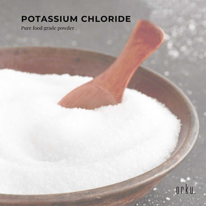 Hlpmedical Orku 5kg potassium chloride powder tub, food grade KCl salt substitute for health and nutritional use.