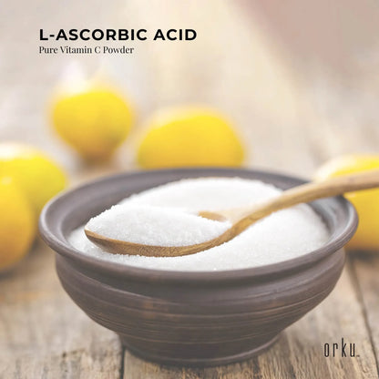 Hlpmedical Orku 2kg Vitamin C powder with pure L-Ascorbic Acid, USP grade, non-GMO supplement for health and wellness.