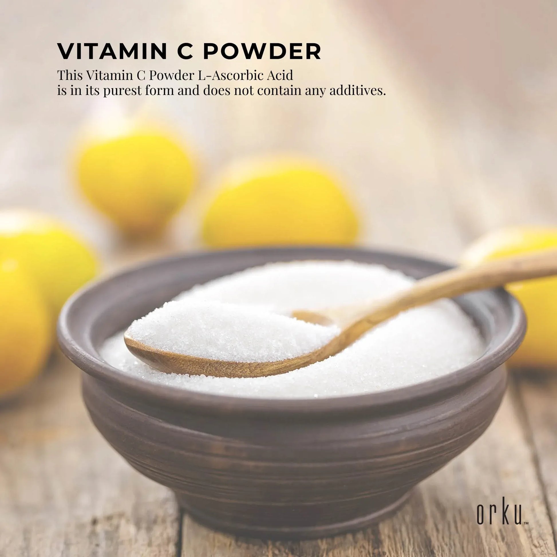 Hlpmedical Orku Bulk 10kg Vitamin C Powder, pure L-Ascorbic Acid, USP grade, non-GMO supplement for health and nutrition.