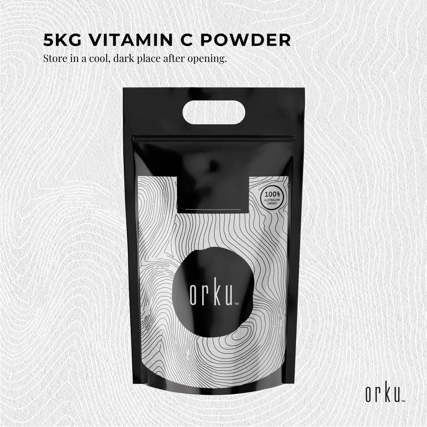 Hlpmedical Orku Bulk 10kg Vitamin C Powder, pure L-Ascorbic Acid, USP grade, non-GMO supplement for health and nutrition.