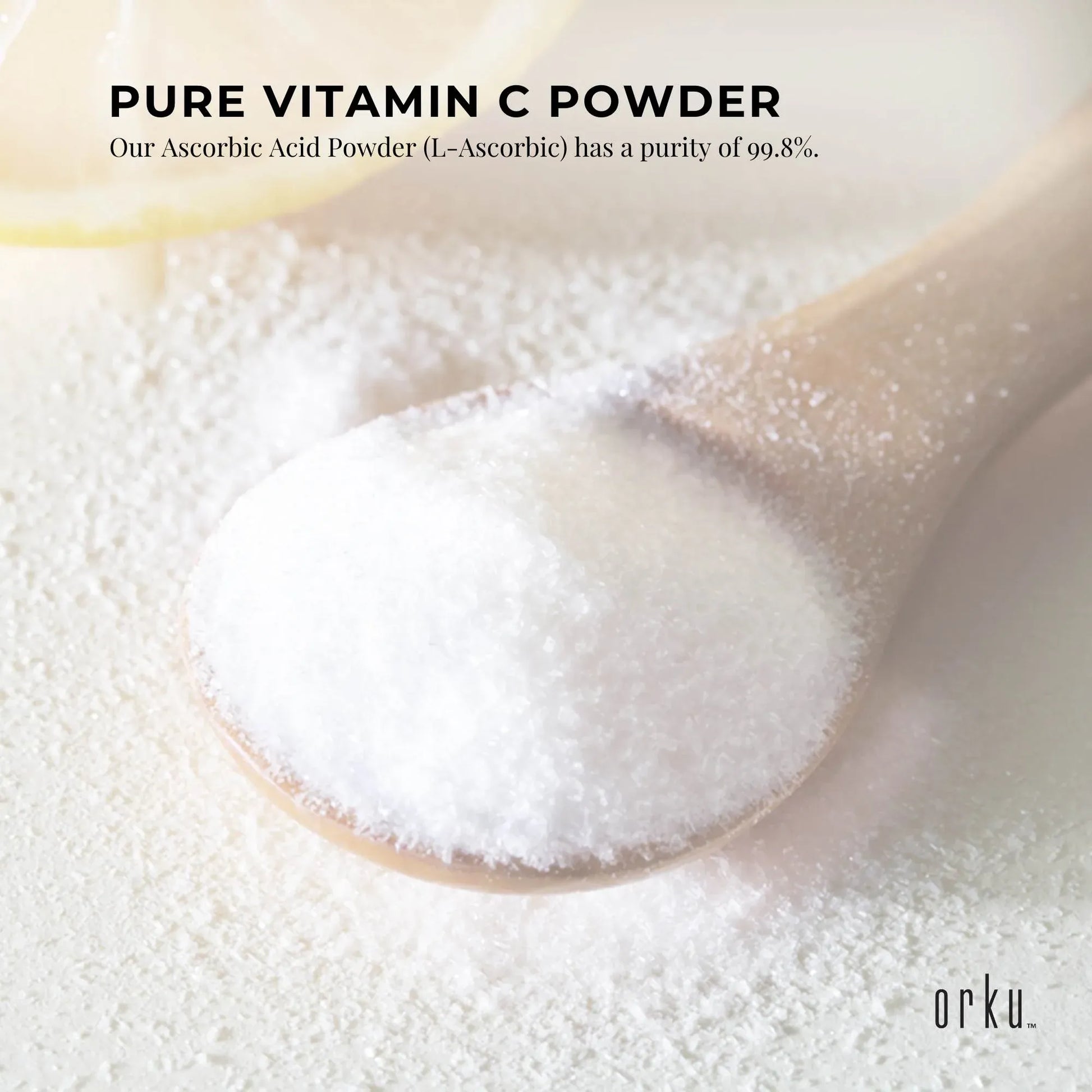 Hlpmedical Orku Bulk 10kg Vitamin C Powder, pure L-Ascorbic Acid, USP grade, non-GMO supplement for health and nutrition.
