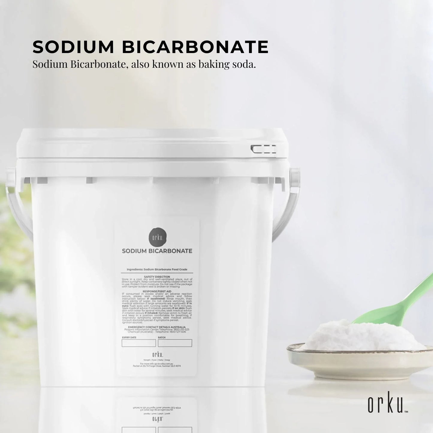 Hlpmedical Orku 5kg food grade sodium bicarbonate baking soda powder, aluminum-free for health and cooking uses