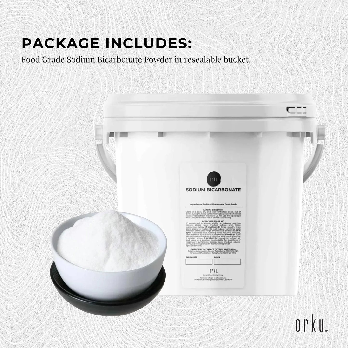 Hlpmedical Orku 5kg food-grade sodium bicarbonate baking soda powder, aluminium free, suitable for health and dietary use
