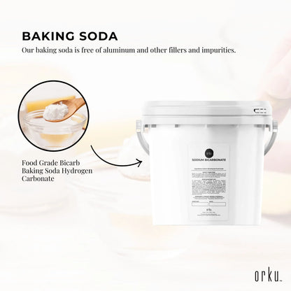 Hlpmedical Orku 5kg food grade sodium bicarbonate baking soda powder, aluminum-free for health and nutritional use