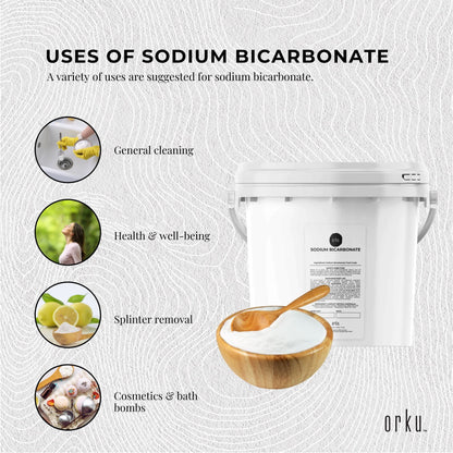 Hlpmedical Orku 5kg food-grade sodium bicarbonate baking soda tub, aluminum-free powder for health and beauty uses
