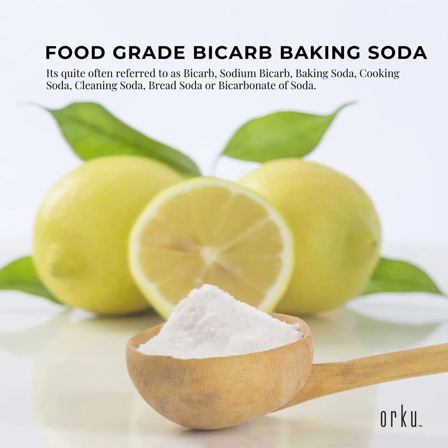Hlpmedical Orku 5kg food-grade sodium bicarbonate baking soda in a large powder tub, aluminum-free for health and baking uses