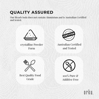 Hlpmedical Orku 5kg food grade sodium bicarbonate baking soda in a large tub, aluminum-free, used for baking and health applications