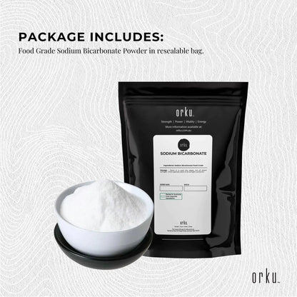 Hlpmedical Orku 400g food grade sodium bicarbonate baking soda, aluminum-free, for baking and health use, in a clear container