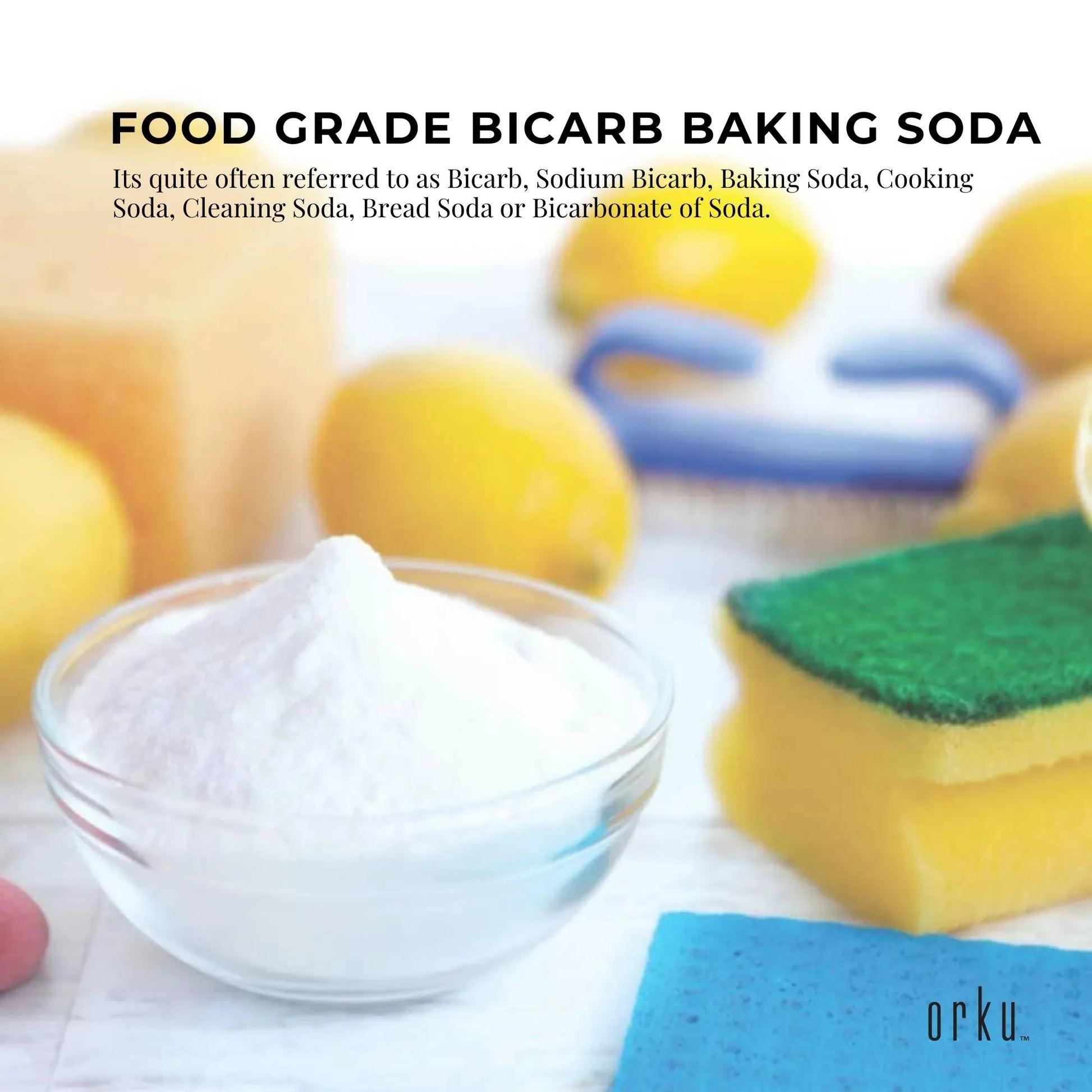 Hlpmedical Orku 400g sodium bicarbonate baking soda powder, food grade, aluminum-free, used in cooking and health applications