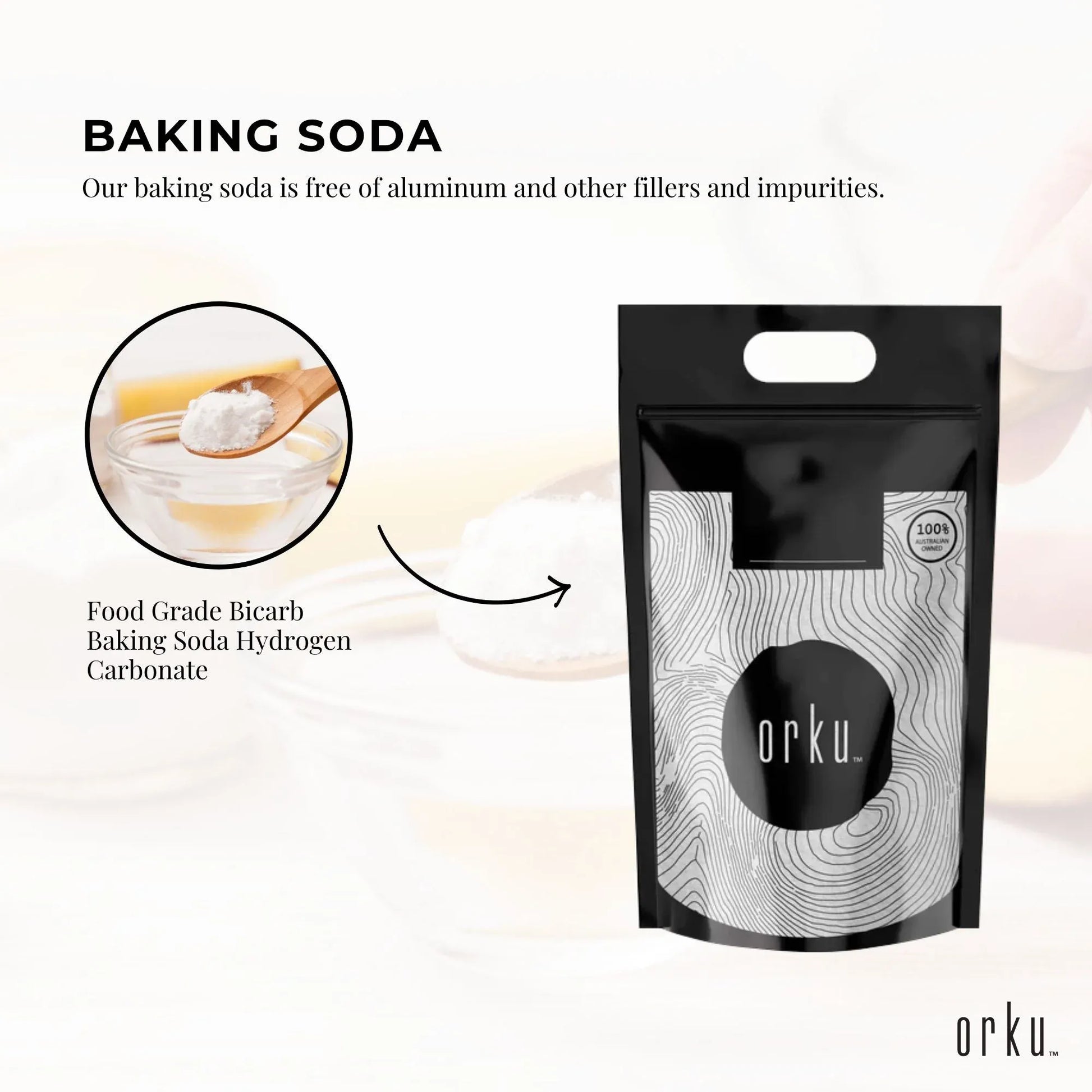 Hlpmedical Orku 5kg food-grade sodium bicarbonate baking soda powder, aluminum-free NaHCO3 for health and baking uses