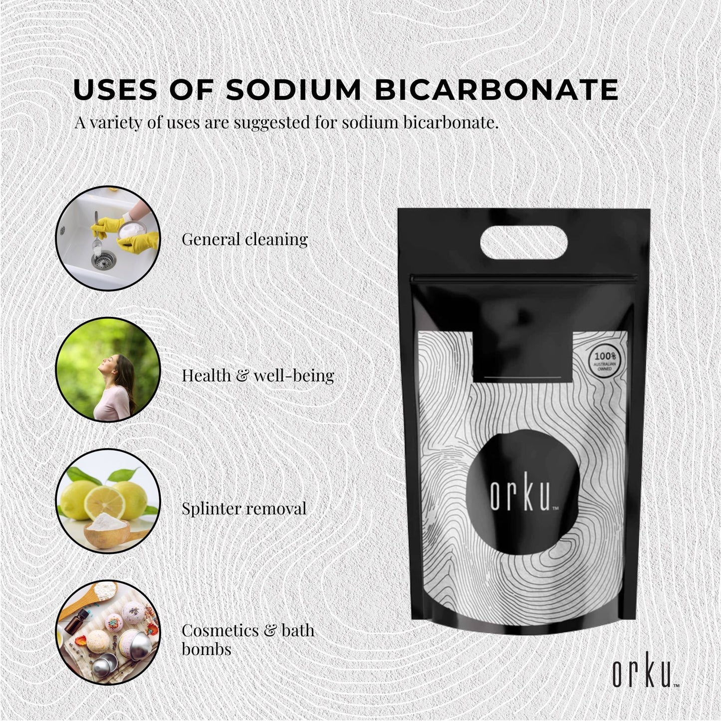 Hlpmedical Orku 5kg food-grade sodium bicarbonate baking soda, aluminum-free NaHCO3 powder for health and baking use