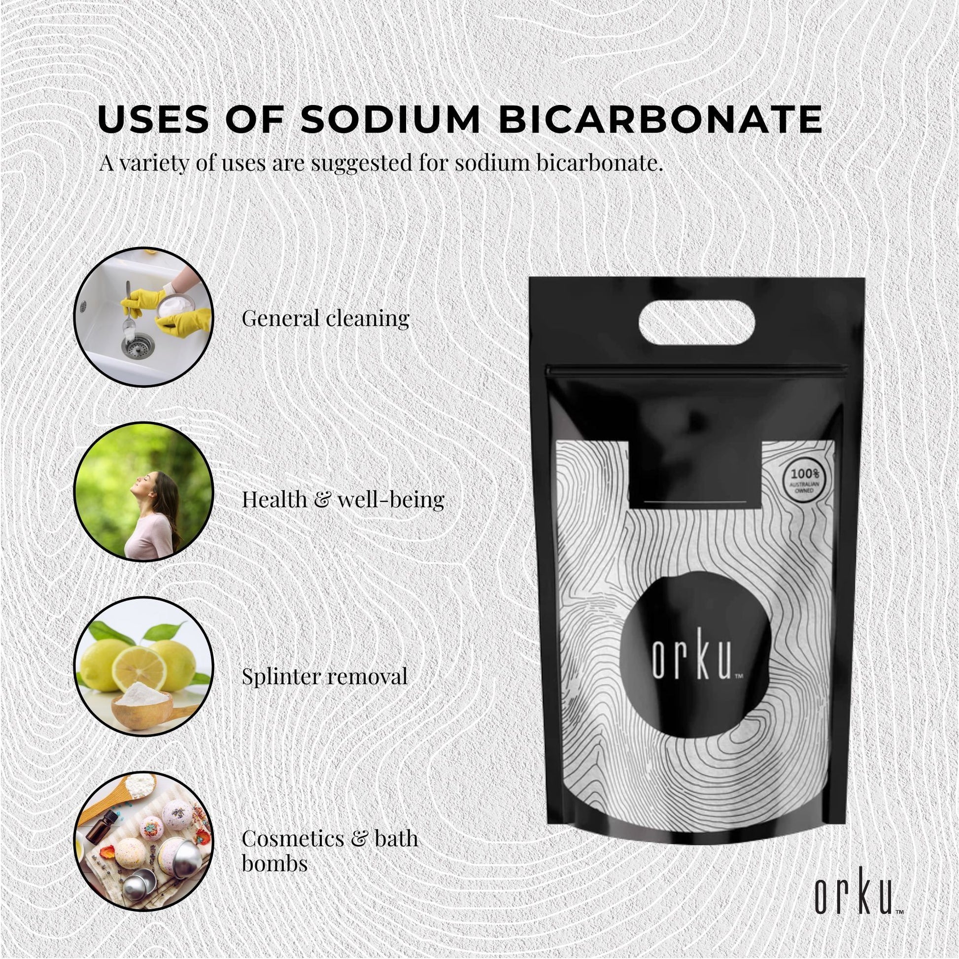 Hlpmedical Orku 5kg food-grade sodium bicarbonate baking soda, aluminum-free NaHCO3 powder for health and baking use