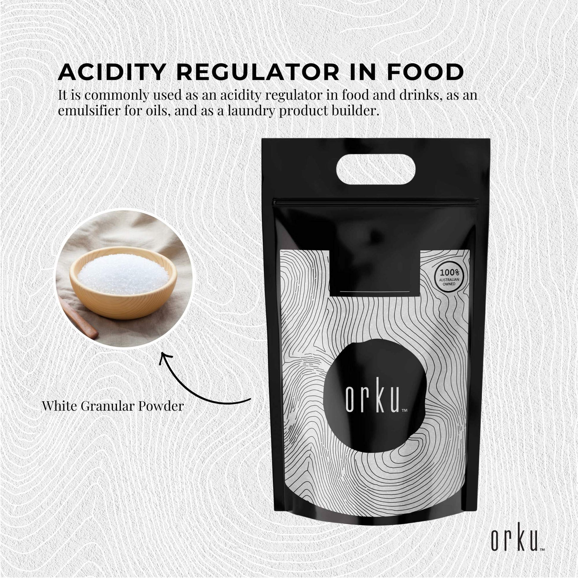 Bulk 10kg Hlpmedical sodium citrate powder, food-grade trisodium salt used as a preservative and supplement in health and nutrition.