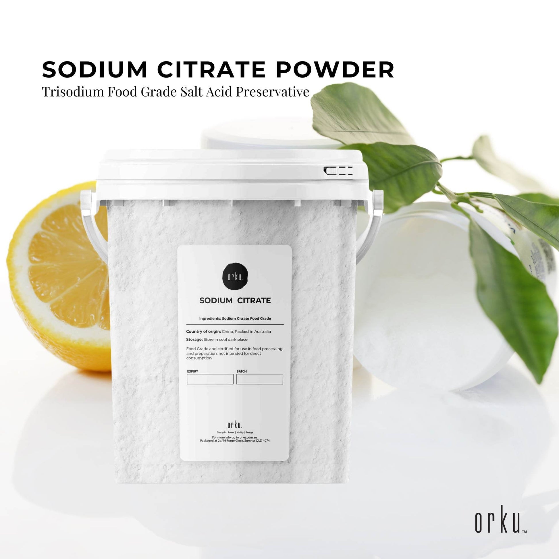 Hlpmedical 1.3kg sodium citrate powder tub, food-grade trisodium salt used as a preservative and dietary supplement.