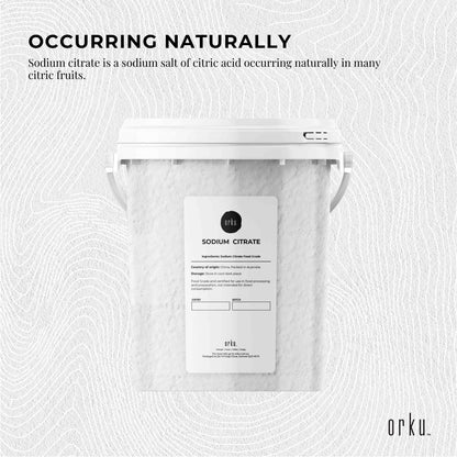 Hlpmedical 1.3kg sodium citrate powder tub, food-grade salt and acid preservative, used in nutrition and supplement applications.