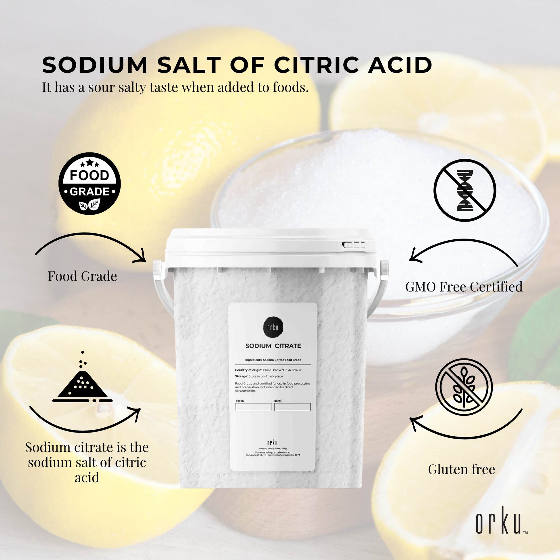 Hlpmedical 1.3kg sodium citrate powder tub, food grade trisodium salt for baking, food preservation, and supplement use