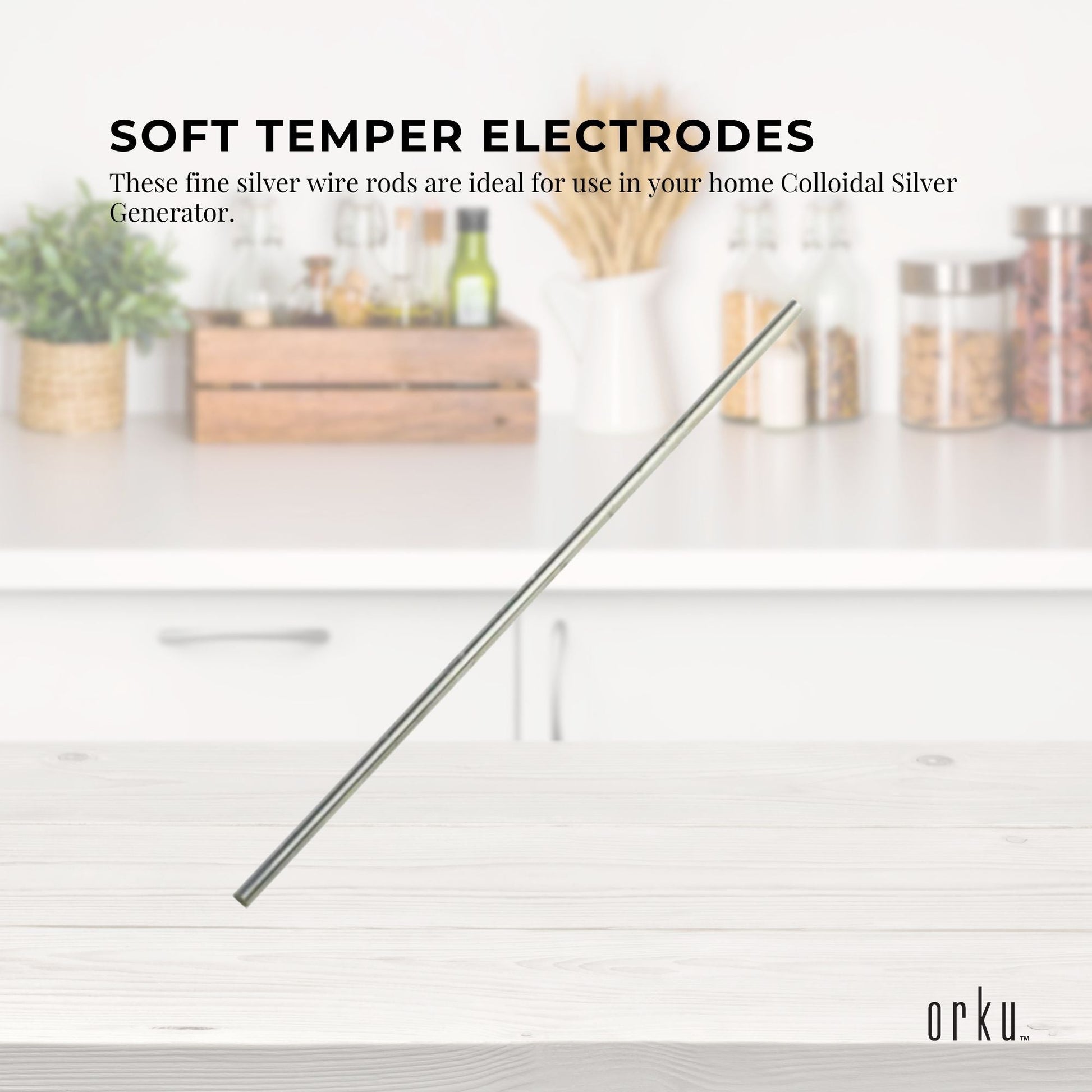 Silver rod electrode, 7-inch, 18 gauge, high purity 99.99% soft wire for health and beauty colloidal supplement applications.