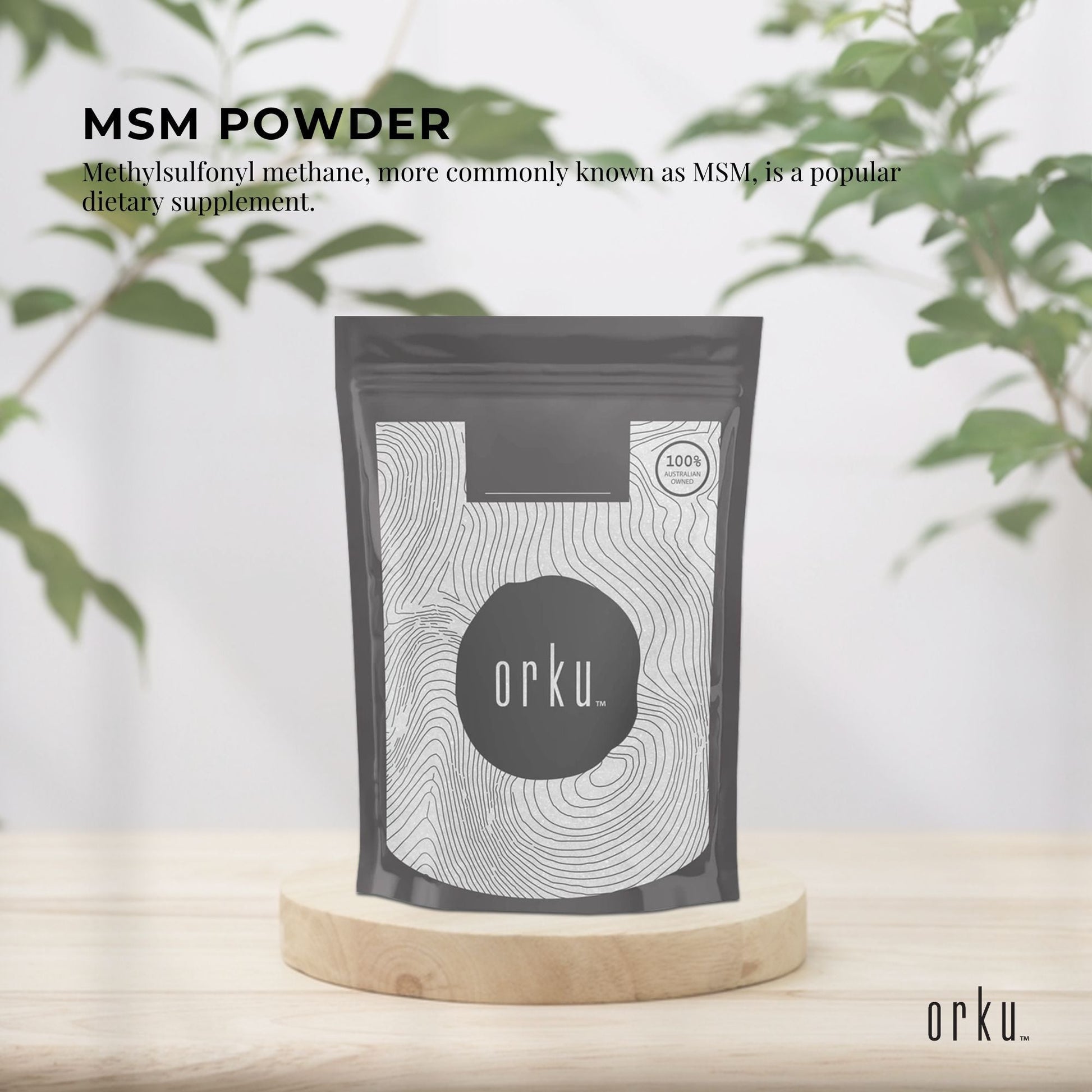 400g tub of Hlpmedical MSM powder with 99% pure methylsulfonylmethane, dietary supplement for health and beauty use.