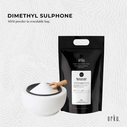 Hlpmedical 5kg MSM powder tub with 99% pure methylsulfonylmethane crystals for health and beauty supplements.