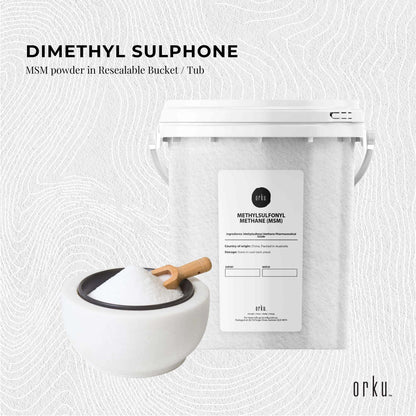 800g tub of Hlpmedical MSM powder with 99% pure methylsulfonylmethane crystals, used as a dietary supplement for health and beauty.