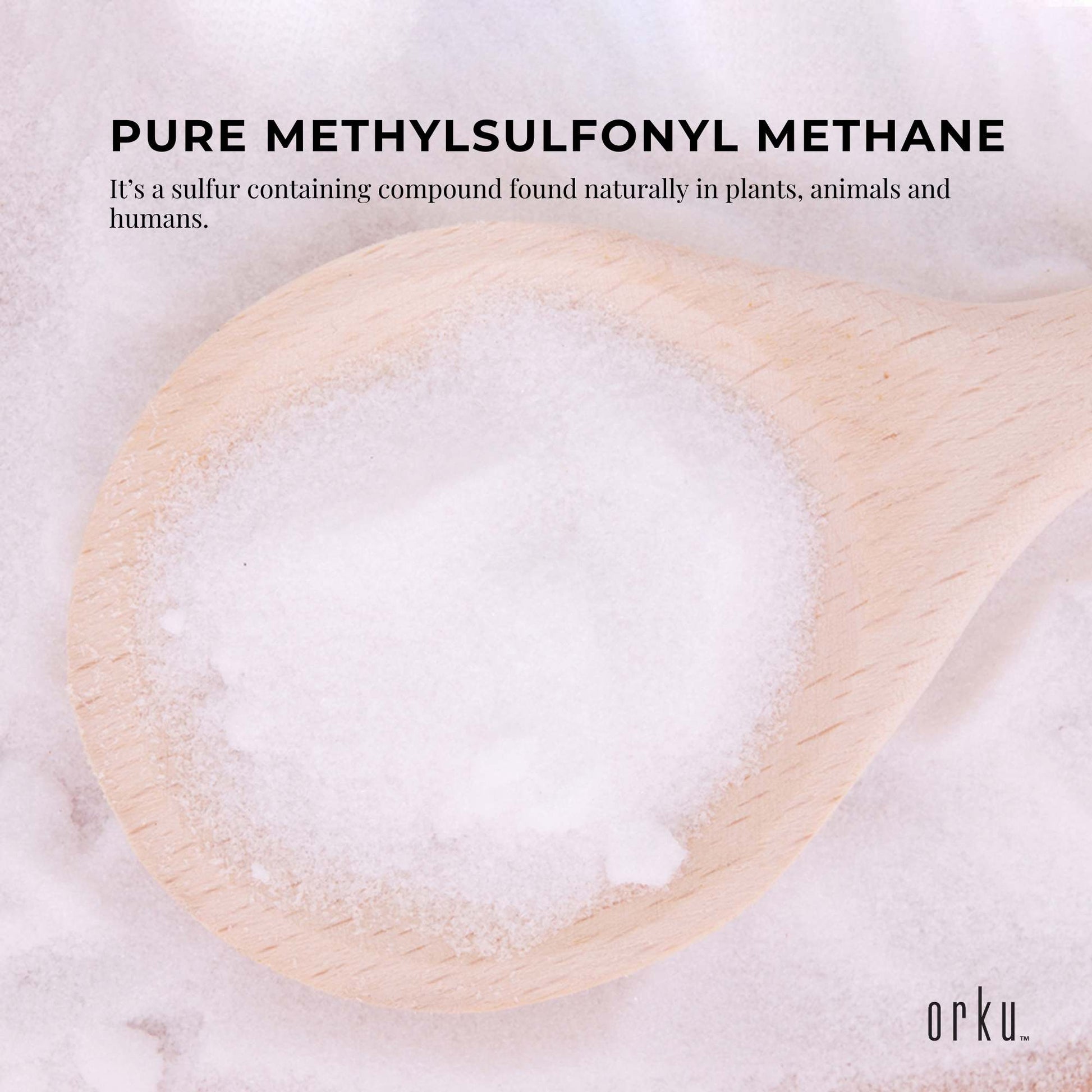 800g tub of Hlpmedical MSM powder with 99% pure methylsulfonylmethane crystals for health and beauty supplements.