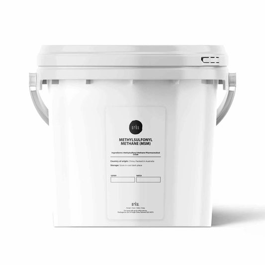 3kg tub of Hlpmedical MSM powder, 99% pure methylsulfonylmethane crystals for health and dietary supplement use.