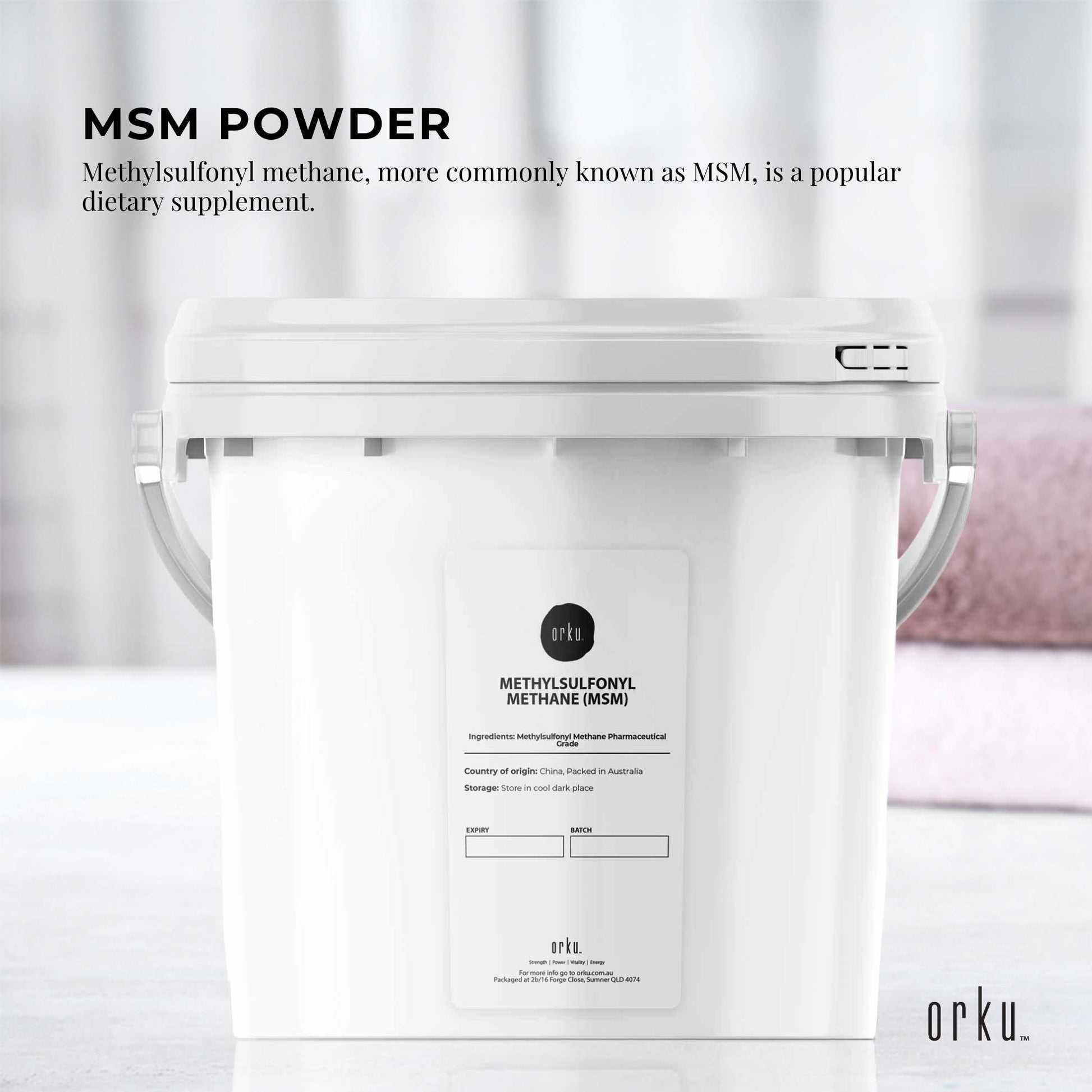 3kg tub of Hlpmedical MSM powder, 99% pure methylsulfonylmethane crystals for health and wellness supplementation.