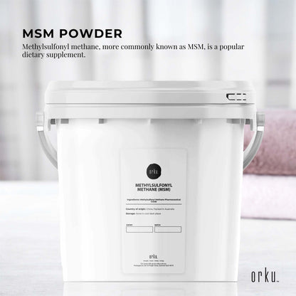 3kg tub of Hlpmedical MSM powder, 99% pure methylsulfonylmethane crystals for health and wellness supplementation.