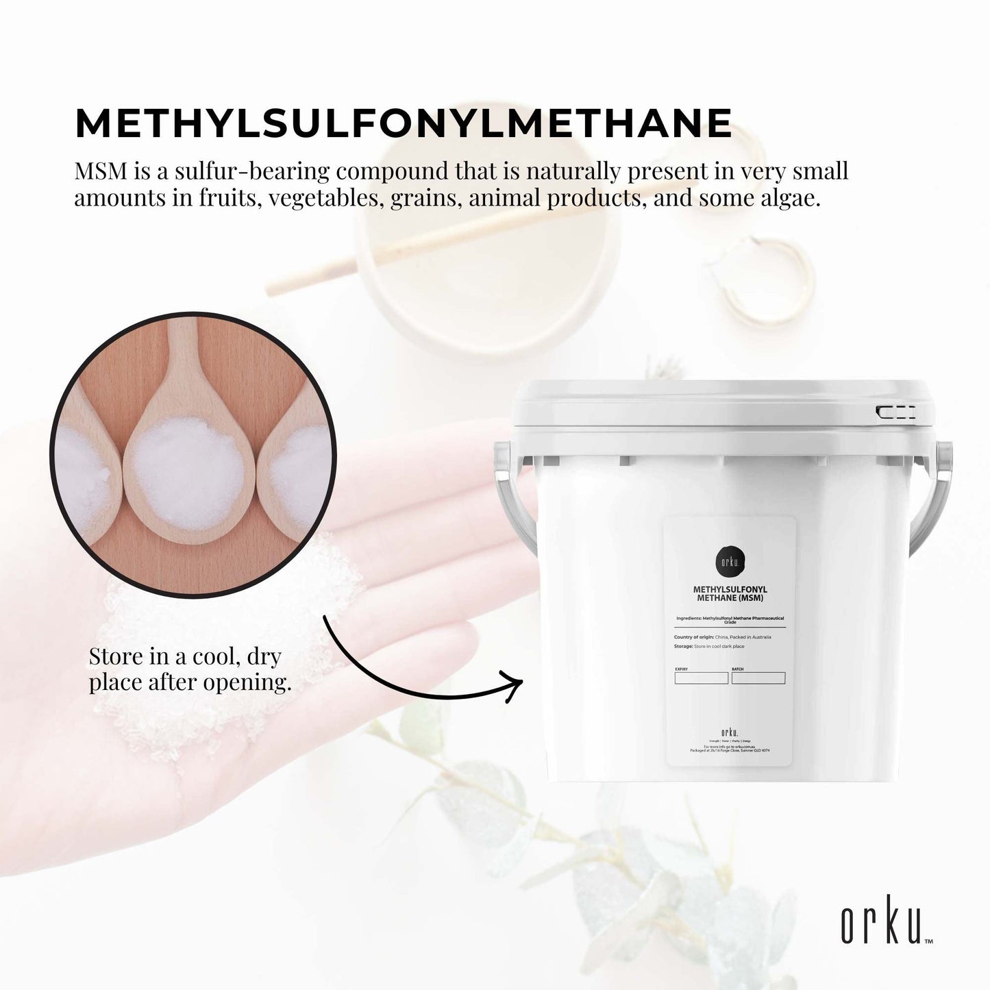 3kg tub of Hlpmedical MSM powder with 99% purity, methylsulfonylmethane crystals for health and dietary supplement use