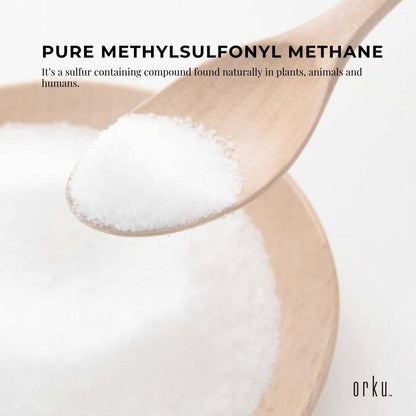 3kg tub of Hlpmedical MSM powder with 99% purity, showing white methylsulfonylmethane crystals for health and beauty supplements.