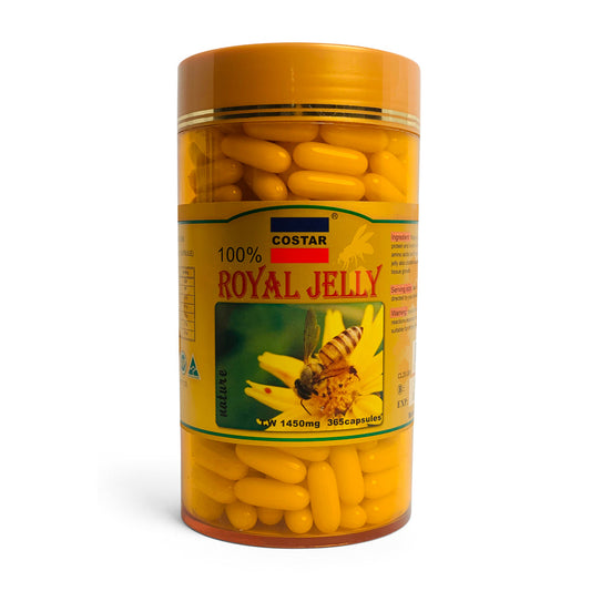 Hlpmedical Royal Bee Jelly capsules, 1450mg, in clear bottle, supplement for health and wellness, 100% pure bee product