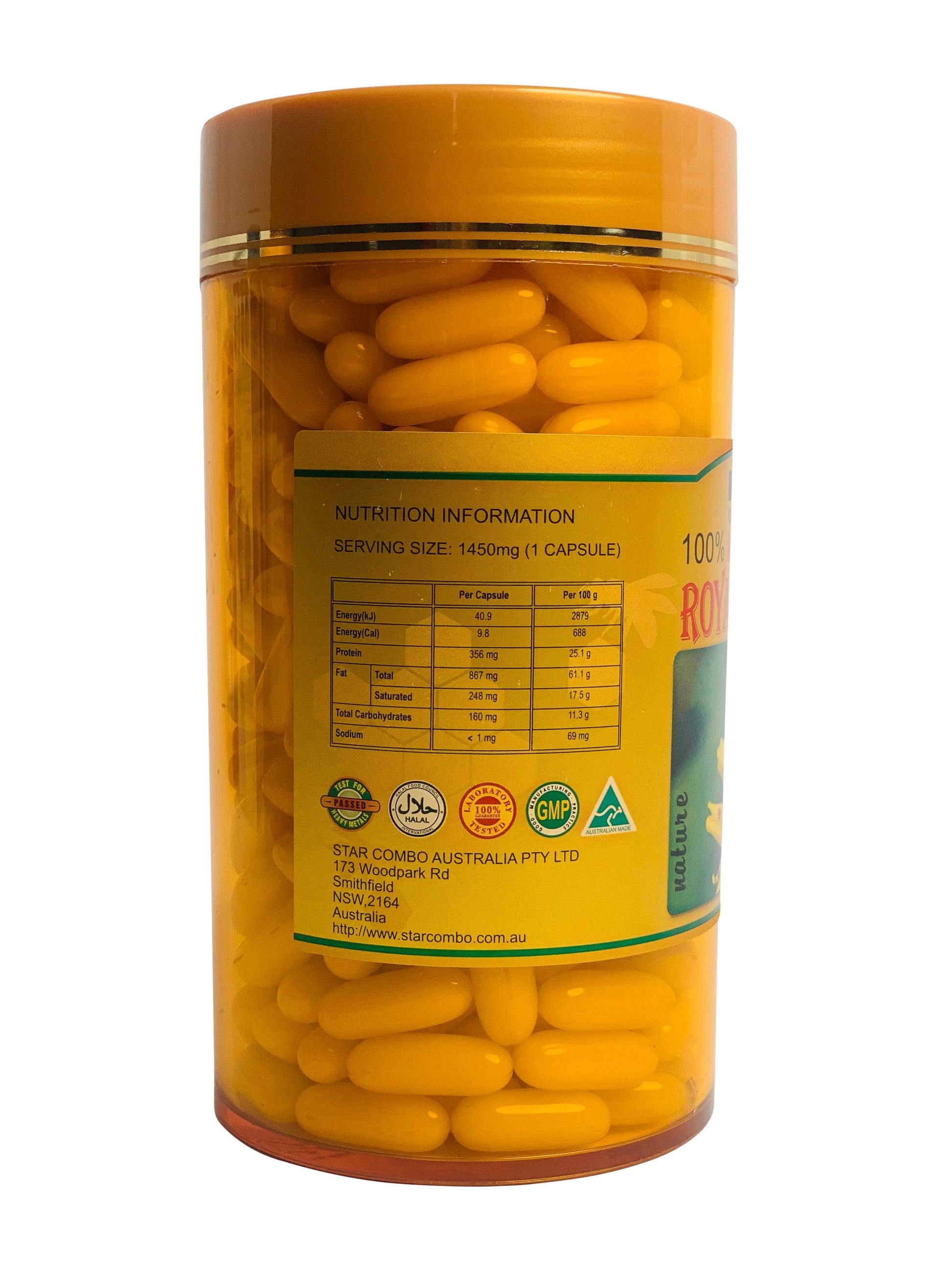 Hlpmedical Royal Bee Jelly capsules, 1450mg, in a bottle, dietary supplement for health and beauty, 100% pure bee product