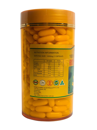 Hlpmedical Royal Bee Jelly capsules, 1450mg, in a bottle, dietary supplement for health and beauty, 100% pure bee product