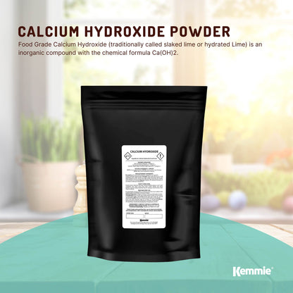 Hlpmedical Kemmie 1kg calcium hydroxide powder for pickling and food preparation, food grade slaked lime in a white powder form.
