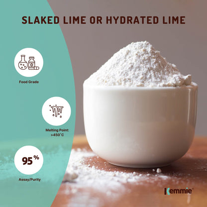 Hlpmedical Kemmie 2kg food grade calcium hydroxide powder, pickling lime, for health and nutritional use.